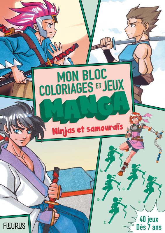 Mon bloc de coloriages et jeux manga   Ninjas et samouraïs