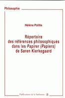 Répertoire des références philosophiques dans les Papirer (Papiers) de Søren Kierkegaard